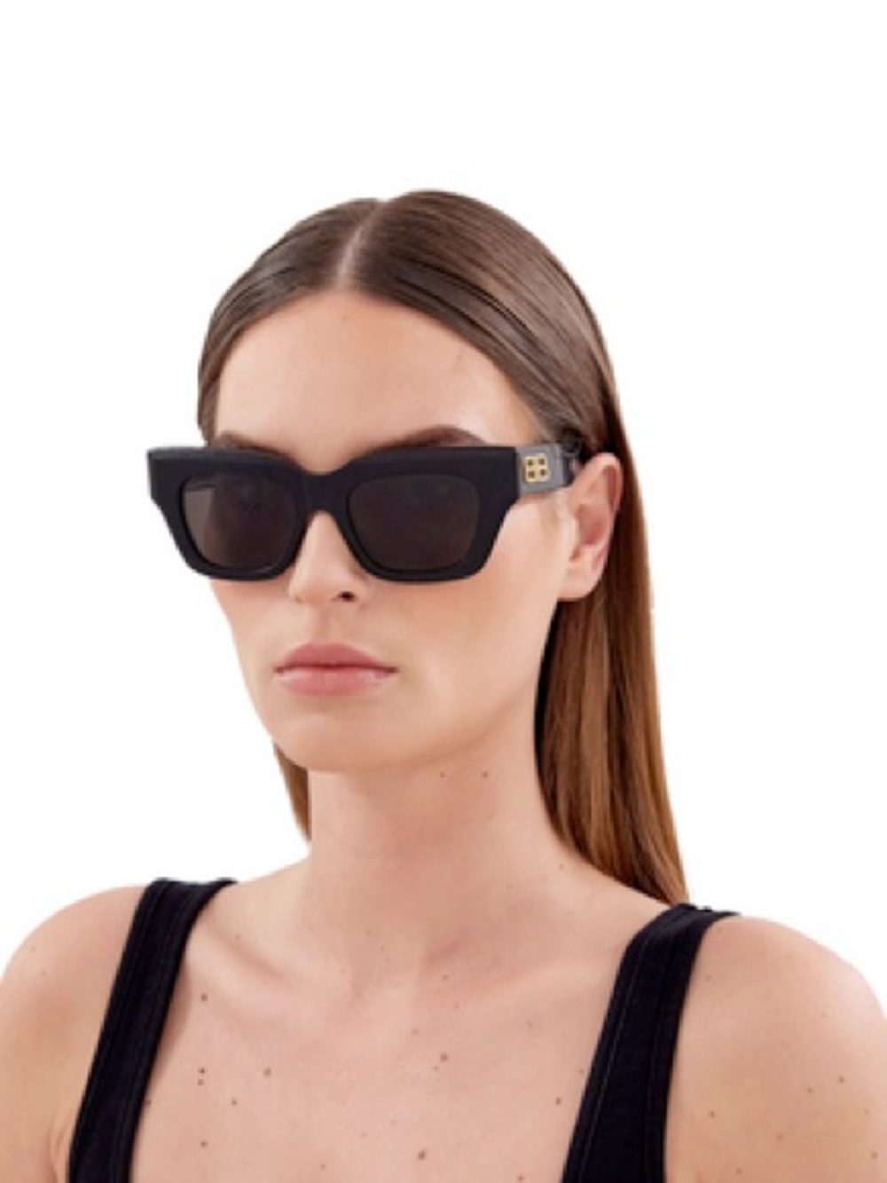 Balenciaga Square-Frame Acetate Sunglasses Black Womens BB0234S NWT - Picture 1 of 15
